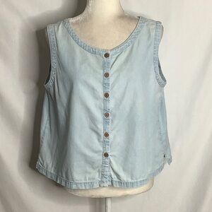 Vintage J. Jill Boxy Sleeveless Button-Front Cotton Top Size L